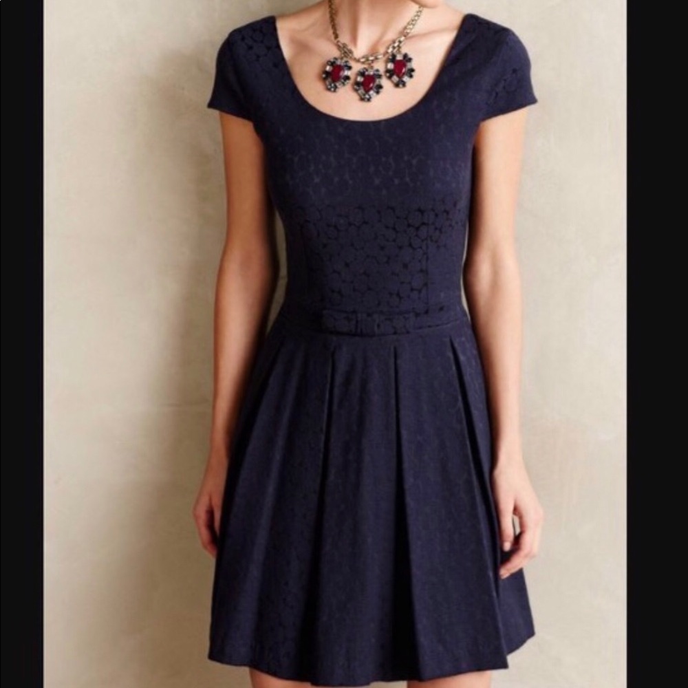 NWT Anthropologie Paper Crown Flared Jacquard Dress- S Petite